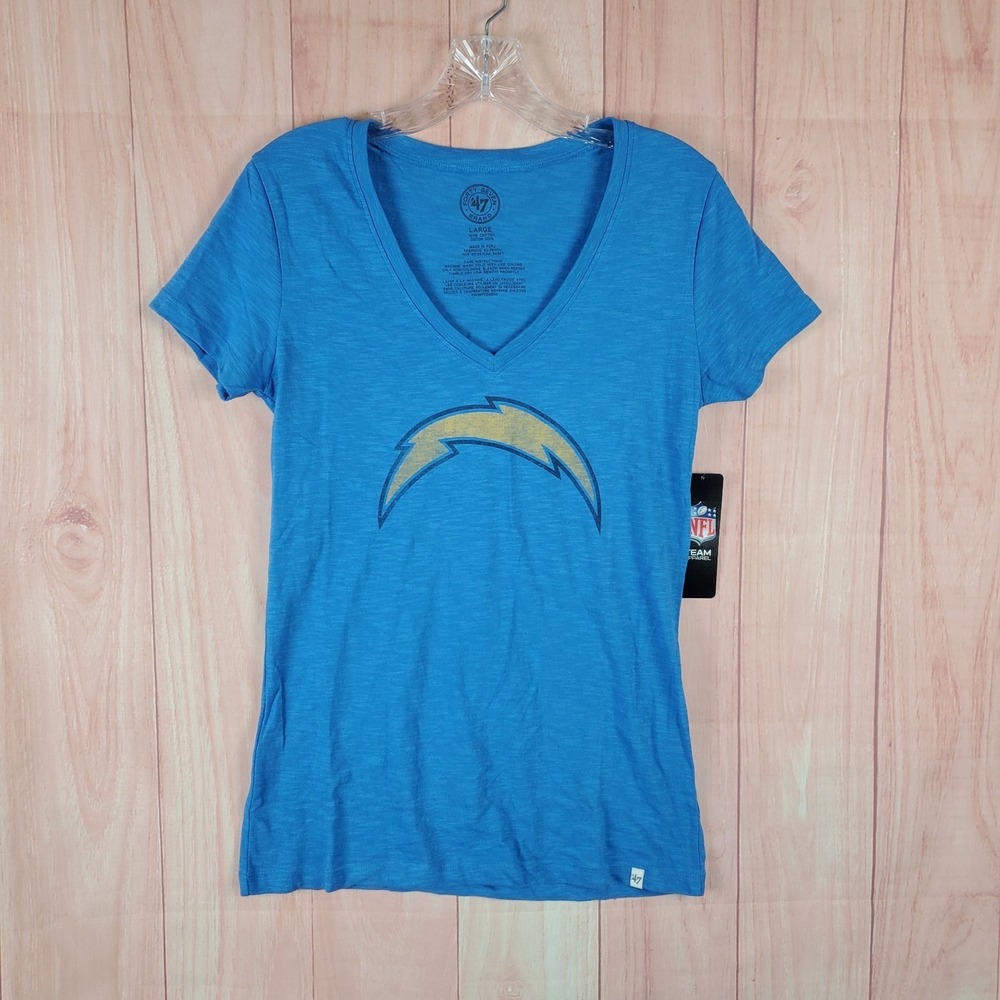 47 Brand Mens T-Shirt Sz Large Blue Los‎ Angeles Chargers 100% Cotton Crew Neck